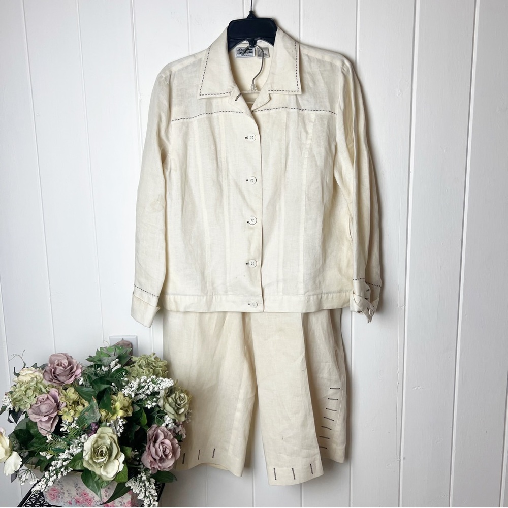 Vintage Edward Irish Linen Matching Cropped Pants and Top